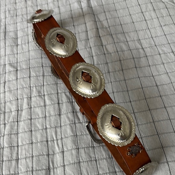Accessories - Vintage Brown Leather Belt with Silver Accents